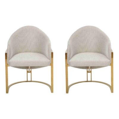 Eleganti 2x krēsli auduma krēsli ēdamistabas krēsls metāla virtuves krēsls balts moderīgs