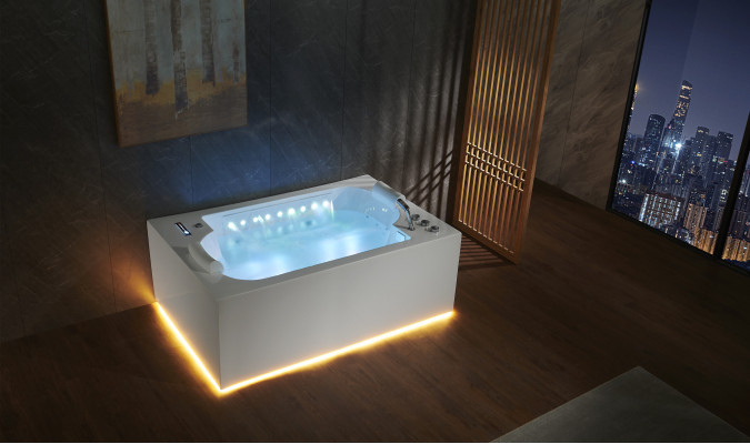 Vannas vanna  iekštelpu virpojošā vanna Spa vanna ar LED apgaismojumu 180x120