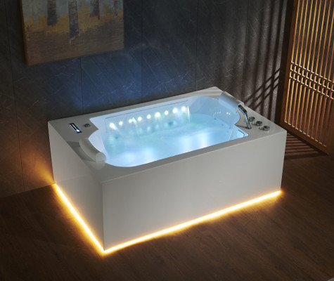 Vannas vanna  iekštelpu virpojošā vanna Spa vanna ar LED apgaismojumu 180x120
