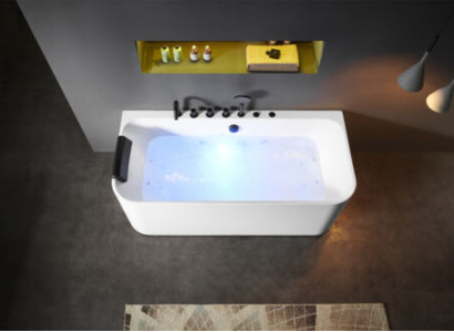 Akrila hidromasāžas vanna iekštelpu hidromasāžas vanna mājas spa baltā krāsā