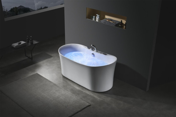 Akrila inteerākta vanna iekštelpu burbuļvanna mājas spa balta