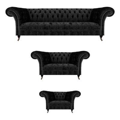 Chesterfield mīkstās mēbeles komplekts 3 daļās Jauna viesistaba dīvāna komplekts