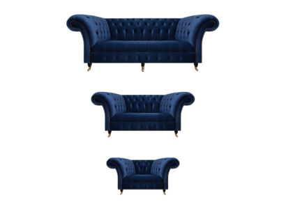Dzīvojamā istaba 3 detaļu luksusa komplekts, česterfelda tekstila mēbeles, krēsli