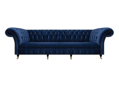 Dzīvojamā istaba Dīvāns četrām personām Polstermöbel Zils Luxus Chesterfield