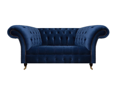 Dīvāns divvietīgs Dīvāns Polstermöbel Chesterfield Audums Zils dizains Jauns