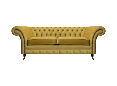 Dīvāns-Dīvāns Divvietīgs Luksuskrājums Dzeltenā "Chesterfield" Dzīvojamā Istaba