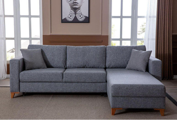 Stilīga pelēka polsterēta dīvāna dizainera stūra dīvāns dzīvojamā istaba sēdekļa dīvāns jauns