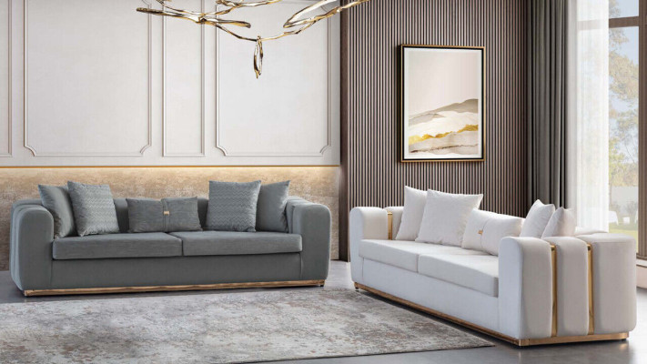 Dizainera pelēkā četrvietīgā luksusa lielā 4-vietīgā dīvāna dārgie apdares materiāli