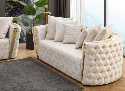 Baltais auduma dīvāns Chesterfield dizainera 2 divvietīgie dīvāni dzīvojamā istabā mēbeles