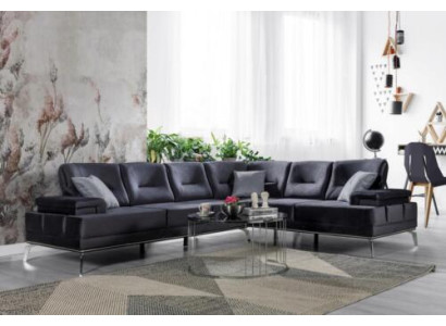 Peleks mīkstais dīvāns dizaina nerūsējošais tērauda stūrgalds Moderna dzīvojamā istaba mēbeles.