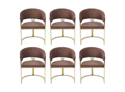 Brown Sofa Armchair Complete Design Modern Set New 6x Chairs Chair Upholstery