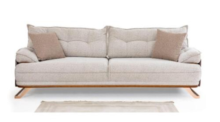 Trijvietīgā dīvāns 3-vietīgā sofa Dīvāns Ar auduma pārklājumu Bežs Moderns