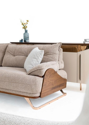 Trijvietīgā dīvāns 3-vietīgā sofa Dīvāns Ar auduma pārklājumu Bežs Moderns