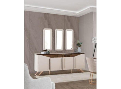 Sideboard Galds Komoda Skapis Beža koksnes koka skapis Ēdamistaba