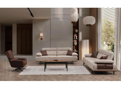 Komplekti auduma dīvāns trīsvietīgais krēsls dīvāns balts 3 gabalu mēbeļu komplekts