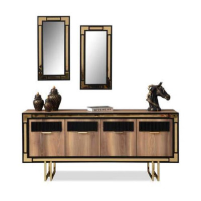 Koka skapis Galds Sideboard Brūns skapis Komoda Koka ēdamistaba