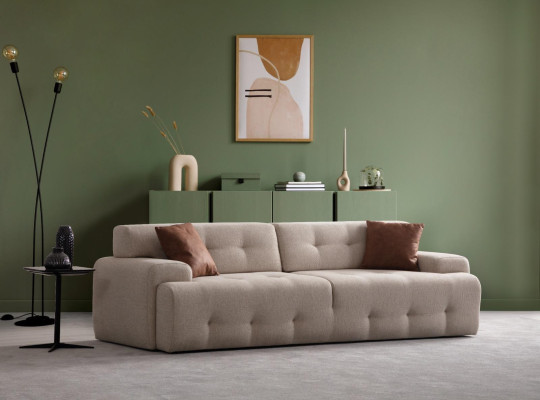 3-vietīga sofa Moderns koka dzīvojamais istabas mēbeles Beža krāsa Luksusa Gaišš