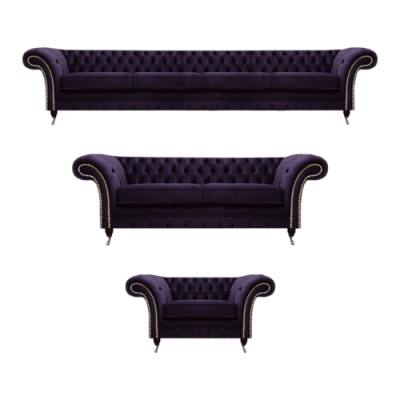 Luksusa dīvāns komplekts Lila dizains Chesterfield mēbeles dzīvojamā istaba