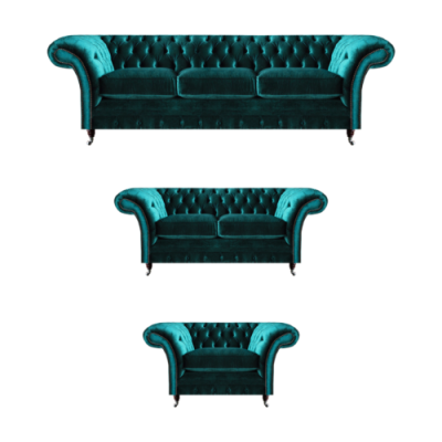 Zaļā sofa komplekts 3 gab. dzīvojamā istaba Chesterfield mēbeles luksusa dizains jauns