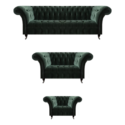 Sofas komplektā 3 gab. Piekrastes mēbeles trīsējās ar divējās sēdvietu dīvāniem.
