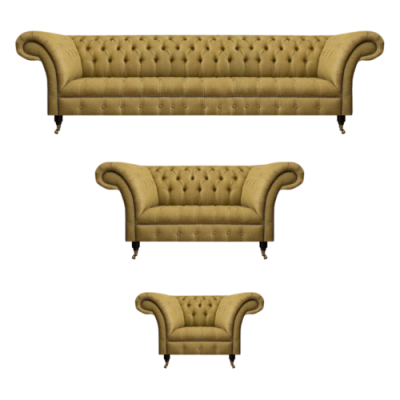 Sofa komplekts 3 daļās dzīvojamajā istabā Chesterfield dīvāns auduma krēsls