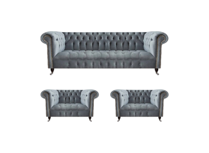 Pilna komplektu komplekta Chesterfield dīvāns 2 krēsli luksusa trīsvietīgs dīvāns jauns
