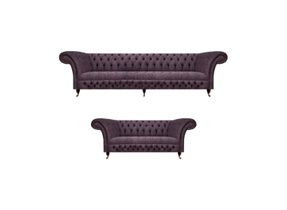 Dzīvojamā istaba Luksusa Lilla Sofa Trīsvietīgs dizaina krēsls Sofa komplekts Chesterfield