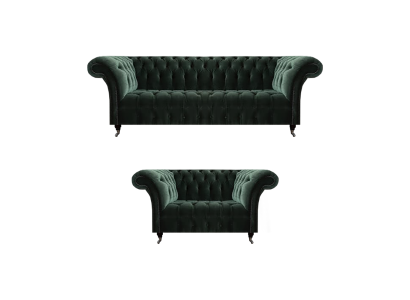 Luksusa mēbeles ar trimēbeļu un divmēbeļu dīvāniem Chesterfield stila mēbeles.