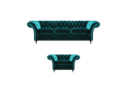 Sofa komplekts dzīvojamā istabā 2 gabali 3-vietīgs dīvāns Chesterfield krēsls