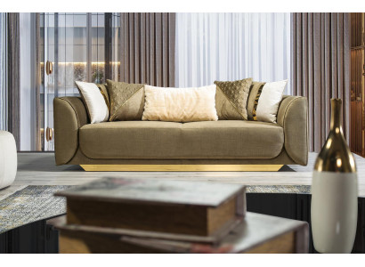 Dizainera dīvāns 3-vietīgs zaļš auduma dīvāns dīvānpārsegs dīvāni Tekstilmēbeles