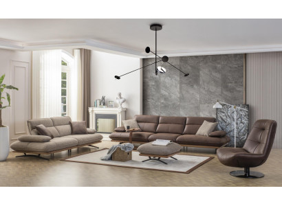 Sofa komplekts, 4+3+1 krēsls, krēsls, luksusa mākslīgais ādas brūns grupa