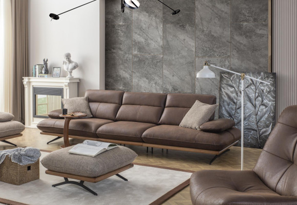 Sofa komplekts, 4+3+1 krēsls, krēsls, luksusa mākslīgais ādas brūns grupa