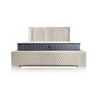 Gulta Beža divguļamā gulta Moderns luksusa gulta Pārklājuma audums Guļamistaba Moderna Jauna