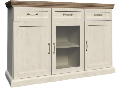Komoda ar kāpņu durvīm Kommode Sideboard Stikla skapis Metāla rokturi
