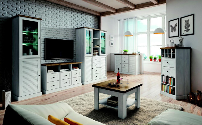 Country White Cabinet Chest Lowboard Sideboard Wooden Buffet Dresser Sideboard
