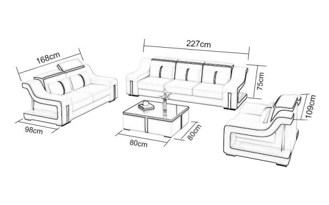 Sofas komplekts ar mīkstiem dīvāniem 3+2 ādas dīvāni Sofa Set.