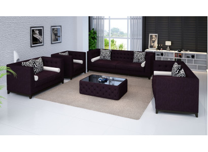 Sofas komplekts ar ādas dīvānu, dīvānu, 4 krēsliem un dīvānu polsterējumu