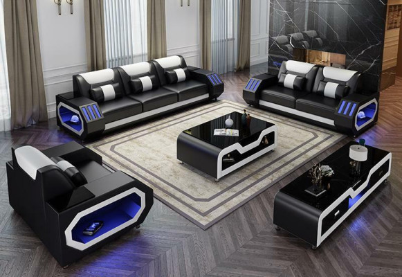 Sofas komplekts 3+2+1 sēdvieta Galds Skapīks Komplekts Dizains Moderne