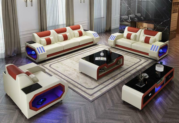 Sofas komplekts 3+2+1 sēdvieta Galds Skapīks Komplekts Dizains Moderne