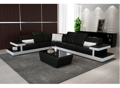 Ādas dīvāns L formā Dīvāns dzīvojamās istabas dekors Stūra dīvāns komplekts Moderns dizains