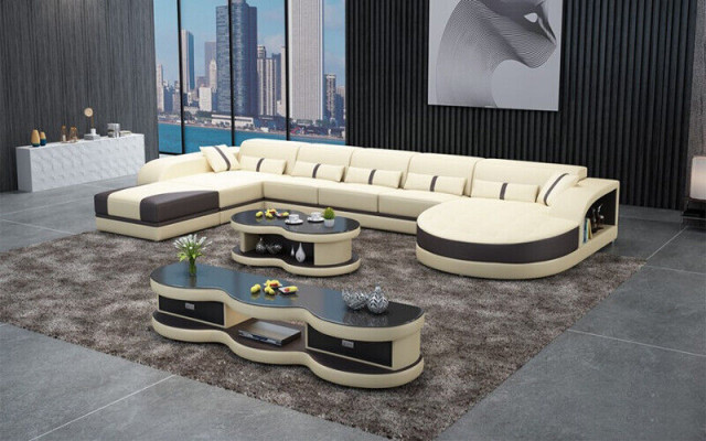 Sofas U formas sofakauja Polster Wohnlandschaft Garnitur dizaina stūra dīvāns