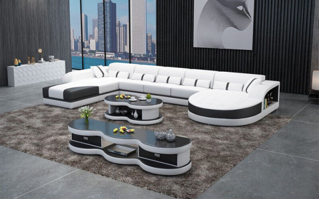 Sofas U formas sofakauja Polster Wohnlandschaft Garnitur dizaina stūra dīvāns