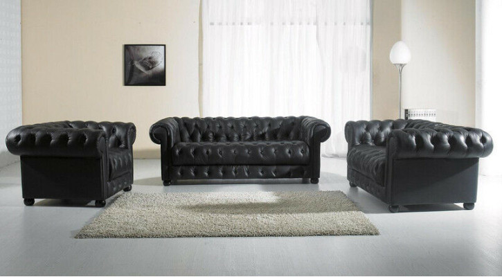 Chesterfield dīvāni ar ādas pārklājumu 3+2 sēdvietu dīvāni komplektā.