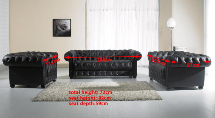 Chesterfield dīvāni ar ādas pārklājumu 3+2 sēdvietu dīvāni komplektā.