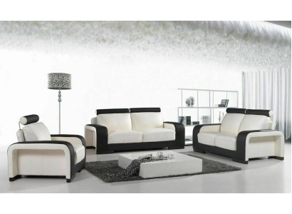 Sofas komplekts dizaina dīvānu polsteru derībām ar ādas 3+2+1 sēdvietām.