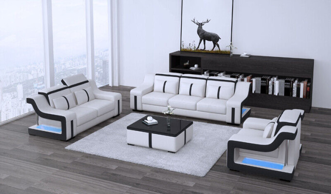 Sofas komplekts Sofa Polster Set 311 ādas dīvāns.