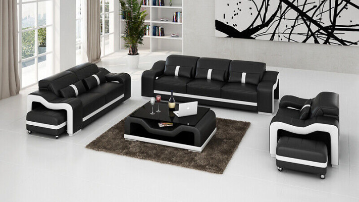 Sofasets 3 sēdvietu dizains dīvāni Polster Couchen ādas atpūta