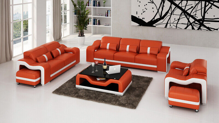 Sofasets 3 sēdvietu dizains dīvāni Polster Couchen ādas atpūta