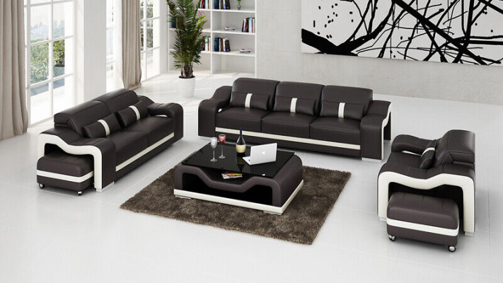 Sofasets 3 sēdvietu dizains dīvāni Polster Couchen ādas atpūta