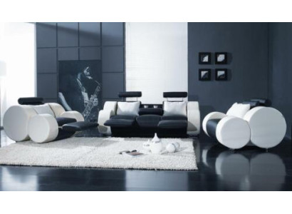 Sofas modelis komplekts dizainam ar polsterīda ādas sedziņu 311 divvietīgā gultnē